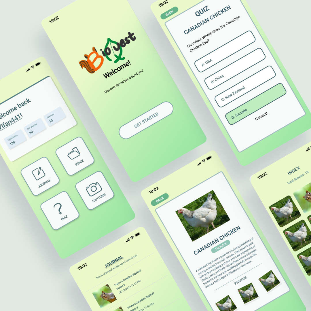 Mockup of BioQuest app
